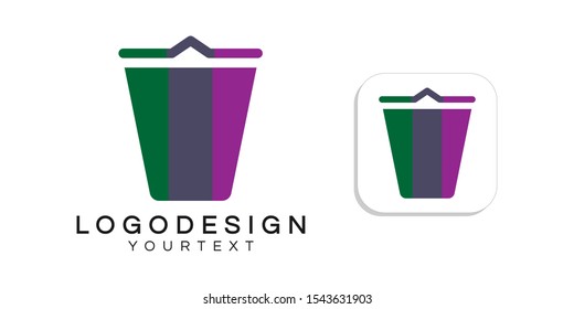 trash cans logo design color full