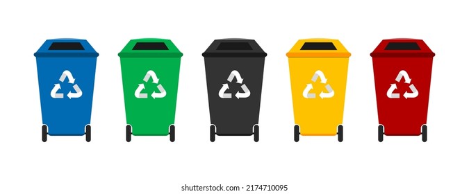 Trash Cans Separate Waste Vector Illustration Stock Vector (Royalty ...