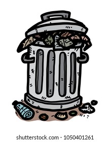 trash, cartoon vector and illustration, hand drawn style, isolated on white background.