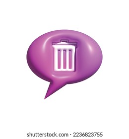 trash chat sign icon in cartoon 3d style simple elegant cute. for business icon needs