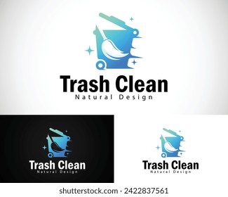 trash clans logo creative design concept line icon modern junk