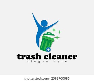 trash cleaner logo design with the concept of clean is healthy