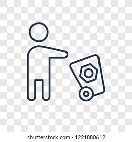 Trash cleanin concept vector linear icon isolated on transparent background, Trash cleanin concept transparency concept in outline style