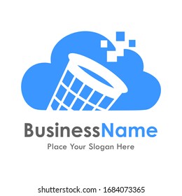 Trash cloud vector logo template. Suitable for business, web, technology and design