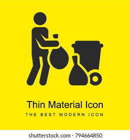 Trash collector bright yellow material minimal icon or logo design