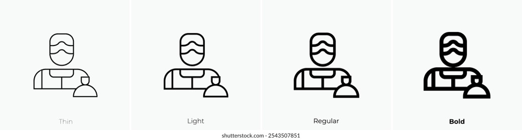 trash collector icon. Thin, Light Regular And Bold style design isolated on white background