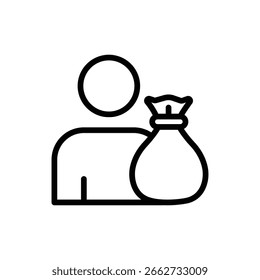 Trash Collector Vector Outline Icon. EPS 10 File