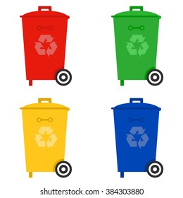 Trash color set icons. Vector illustration