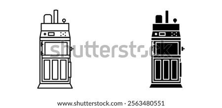 Trash compactor icons in outline and fill. vector illustration for ui.