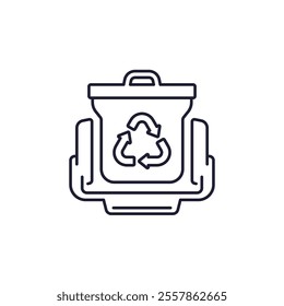 trash compactor line icon on white