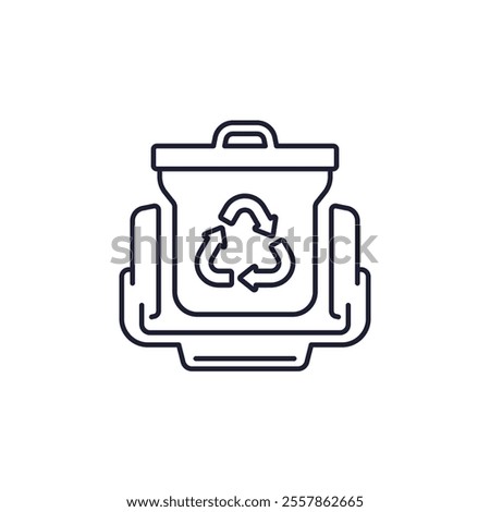 trash compactor line icon on white