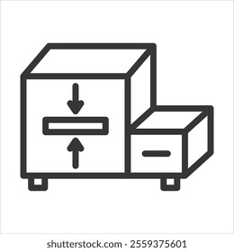 Trash Compactor Outline Icon Vector Illustration