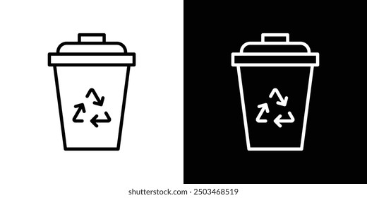 Trash compactor thin line vector icon set.