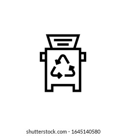 Trash compactor vector icon in outline, linear style isolated on white background
