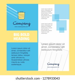 Trash Company Brochure Title Page Design. Company profile, annual report, presentations, leaflet Vector Background