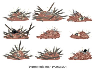 Trash from construction. A bunch of construction trash. Vector illustration.