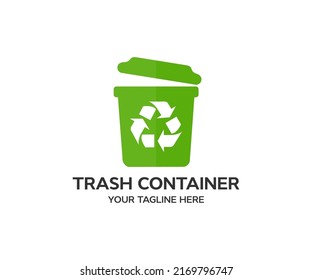 Trash container bin, Garbage can recycle basket box for trash waste logo design. Waste bin  vector design and illustration.