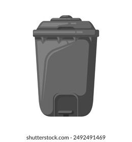 Trash container bin icon, trash can, garbage can, rubbish bin icon isolated on white cartoon digital sticker, delete sign and symbol. vector illustration editable eps file.