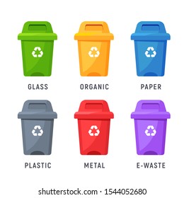 Trash container bin icon. Garbage can metal recycle basket box for trash waste symbol.