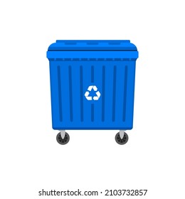 Trash container bin icon. Garbage can metal recycle basket box for trash waste symbol