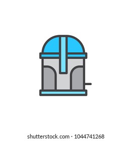 Trash container filled outline icon, line vector sign, linear colorful pictogram isolated on white. Garbage bin symbol, logo illustration. Pixel perfect vector graphics