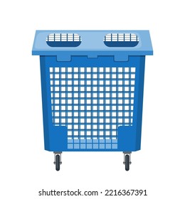 Trash container icon for plastic in flat style isolated on white background. Recycle bin for garbage. Vector illustration.