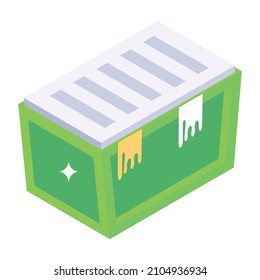 Trash container in isometric icon, editable vector 

