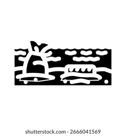 lixo vetor de ícone de glifo de praia coberto. sinal de praia coberto de lixo. ilustração de símbolo isolado