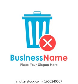 Trash crossed icon vector logo template. Suitable for business, web and technology