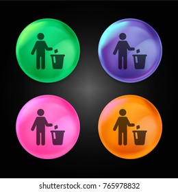 Trash crystal ball design icon in green - blue - pink and orange.