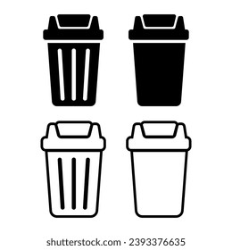 Trash Delete Icon Isolated on Black and White Vector Graphic