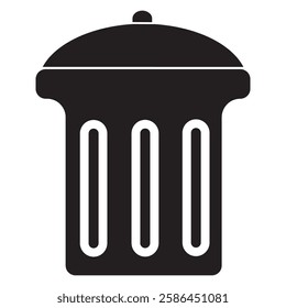 Trash Delete Icon Isolated on Black and White Vector Graphic