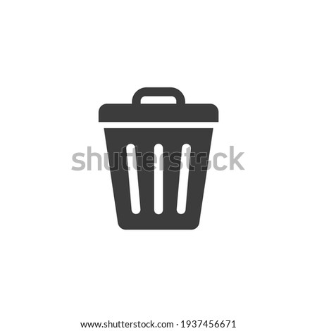 Trash Delete Icon Isolated on Black and White Vector Graphic