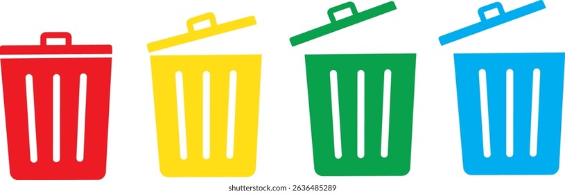 Trash and delete red icon vectors for web and mobile apps. trash can icon symbol, Vector isolated icons, delete sign and symbol. delete button. Vector symbol,
