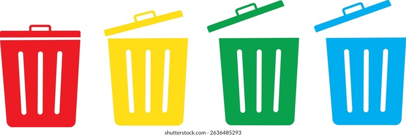 Trash and delete red icon vectors for web and mobile apps. trash can icon symbol, Vector isolated icons, delete sign and symbol. delete button. Vector symbol,
