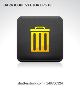 Trash delete remove icon | color dark black gold yellow | icon set | abstract vector symbol | template design | shadows shiny | business button | abstract 3d
