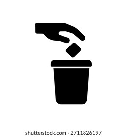 Icono de uso de papelera de eliminación de basura aislado sobre fondo blanco 

