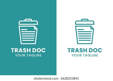 Trash Document Logo Design with Outline Style for Technology Company	