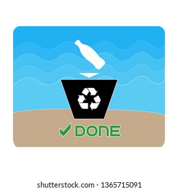 trash done bottle beach cleanliness refuse vector
