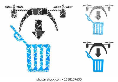 Trash drone composition of tuberous elements in different sizes and color hues, based on trash drone icon. Vector humpy elements are composed into collage.