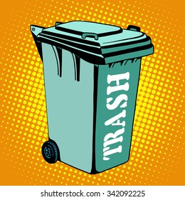 Trash ecology recycling tank pop art retro style