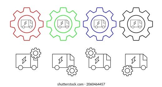 Trash, icono del vector de energía en la ilustración del conjunto de engranajes para ui y ux, sitio web o aplicación móvil