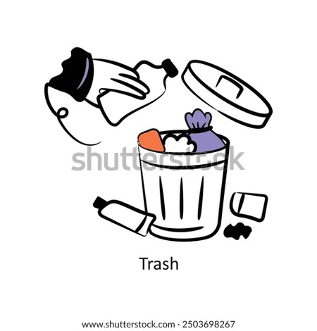 Trash filled outline Style Design Vector Stock illustration. 