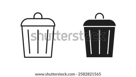 Trash filled and outlined icons vectors on white background