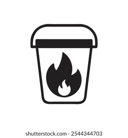 Trash fire icon on white background