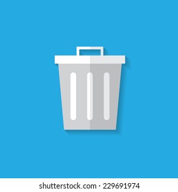 Trash flat icon with shadow. Vector illustration eps10.