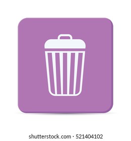 trash flat icon vector isolated on purple background