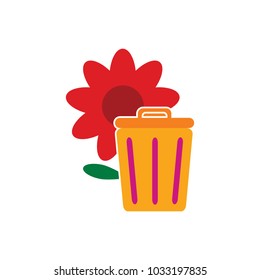 Trash Flower Logo Icon Design