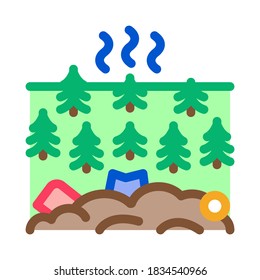 Müll in Waldsymbol Vektorgrafik. Müll in Waldschild. Illustration von Farbzeichen