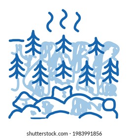 trash in forest sketch icon vector. Hand drawn blue doodle line art trash in forest sign. isolated symbol illustration